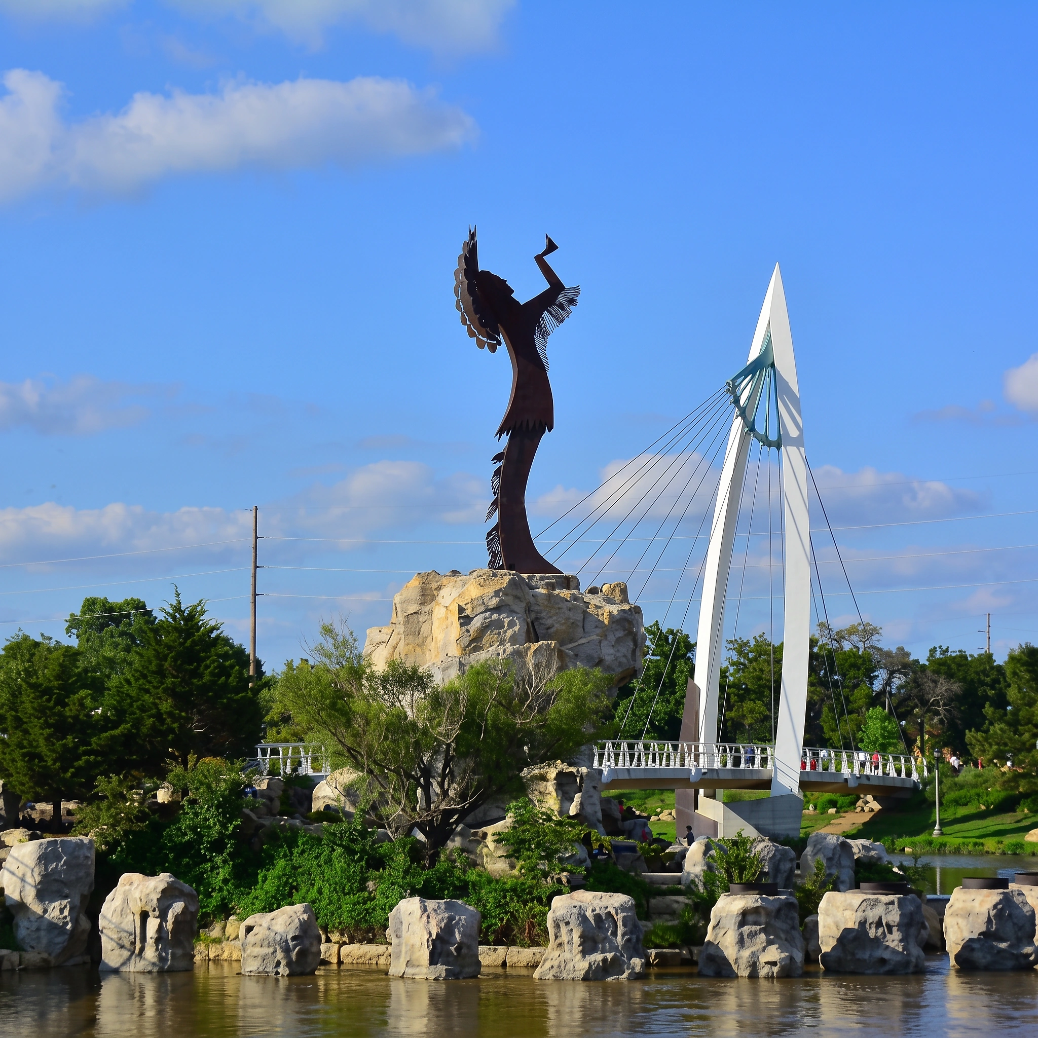 Keeper of the Plains overlooking the rivers in Wichita, Kansas — delivered to every Wichita zip code