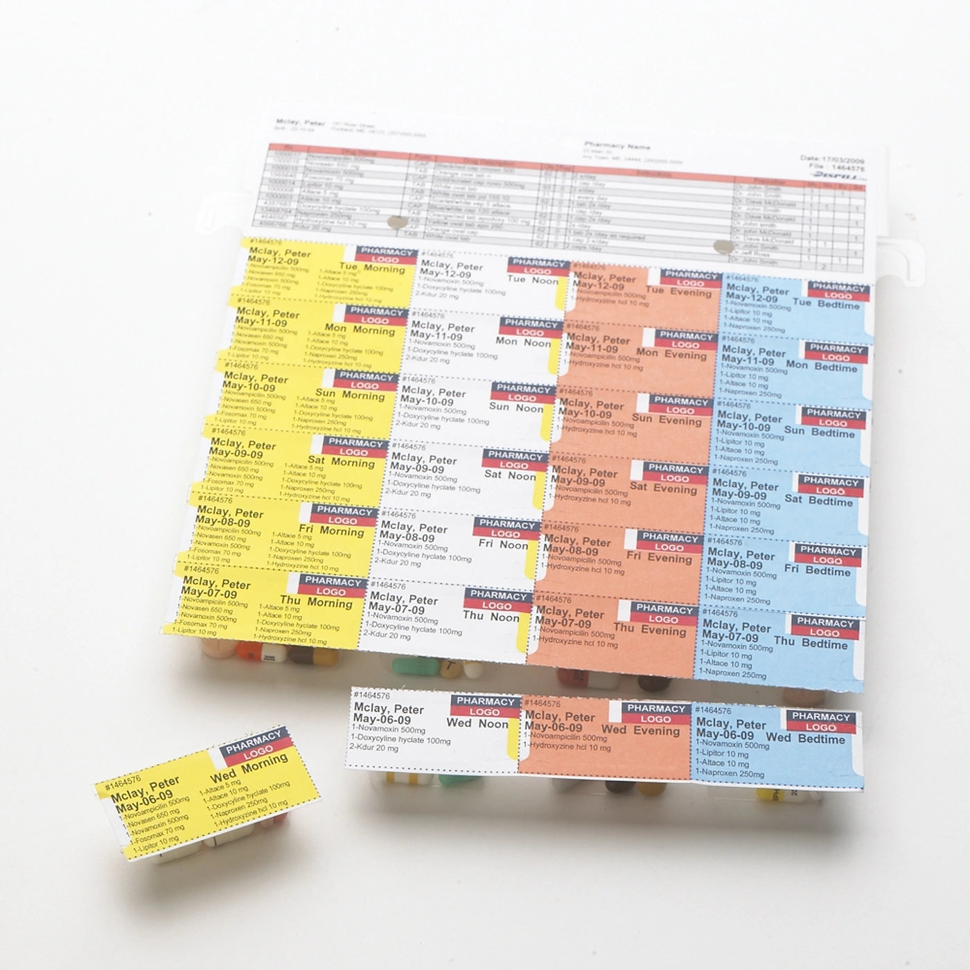 Dispill adherence bubble card packaging