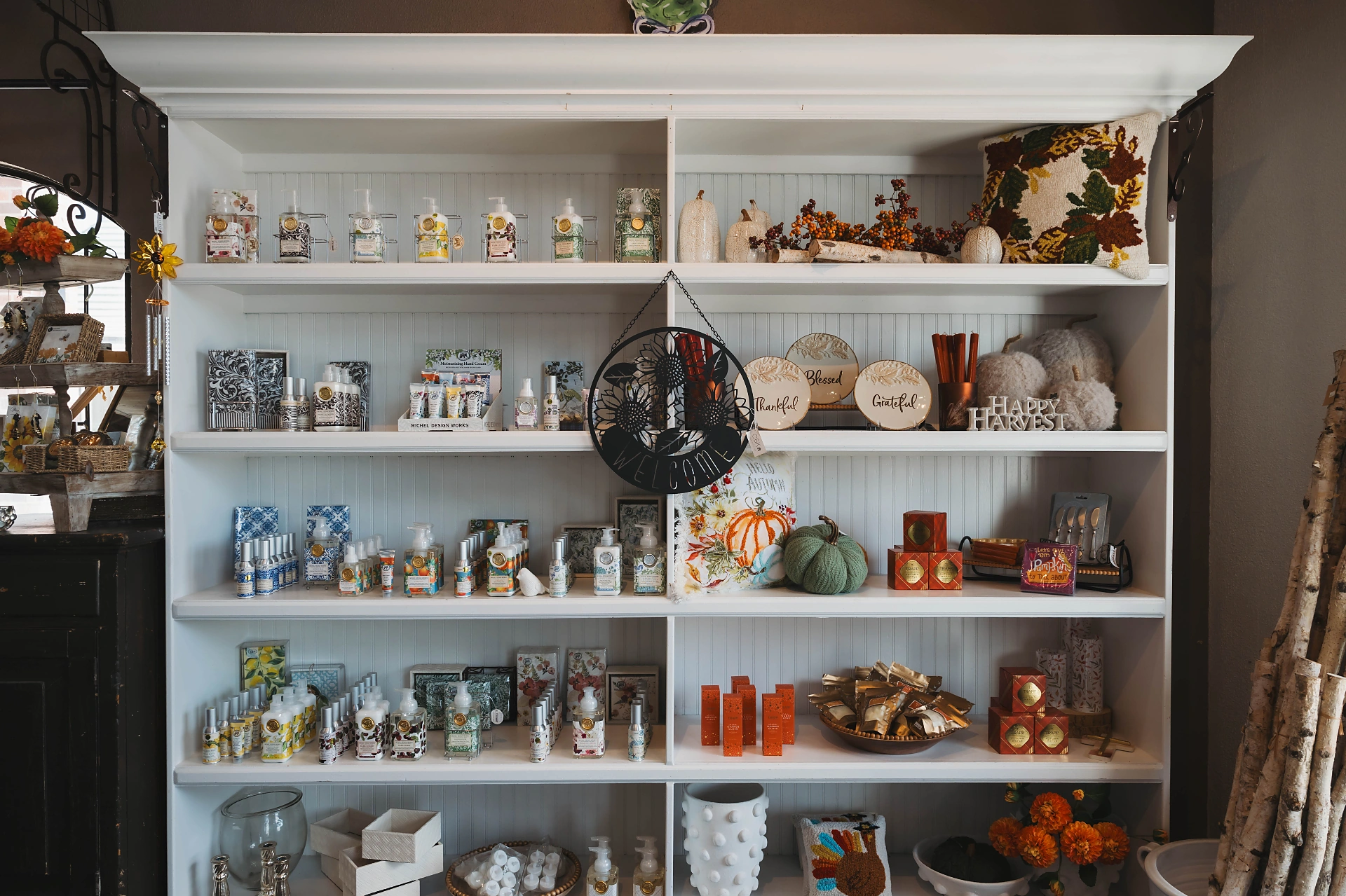 Michel Design Works soaps, lotions and seasonal décor on the boutique shelves