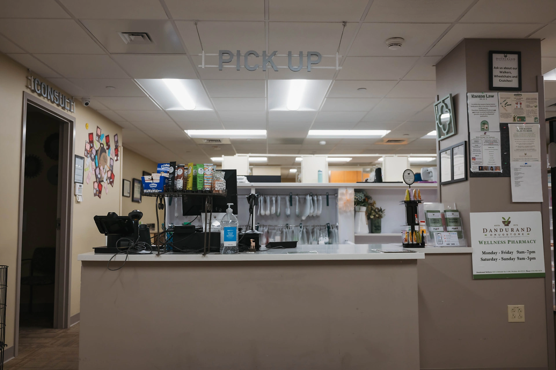 Dandurand pharmacy pickup counter and consult area